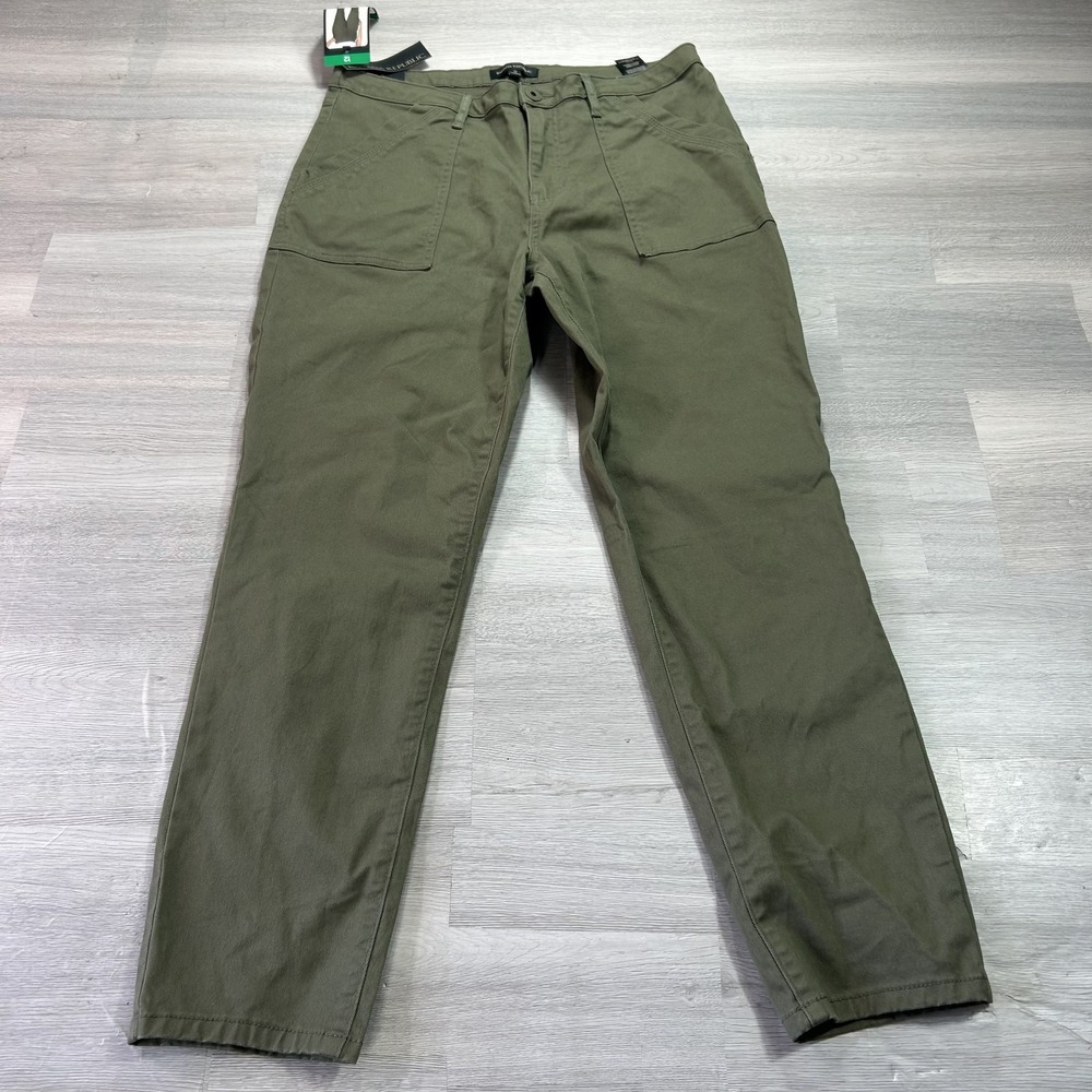 NEW Banana Republic Pants Womens 12 Green Twill Chino Tapered Stretch Casual